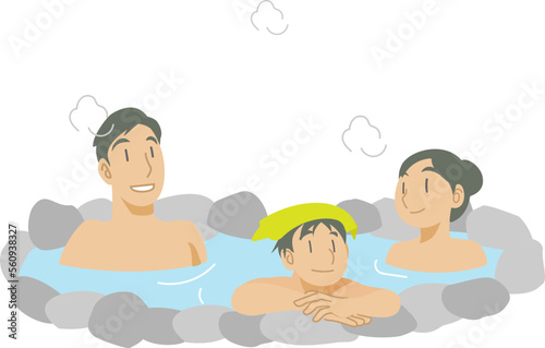 温泉を楽しむ親子