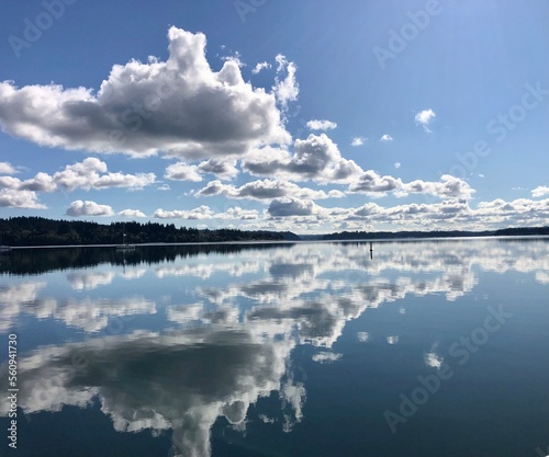 Clouds reflected in water, Silverdale, WA