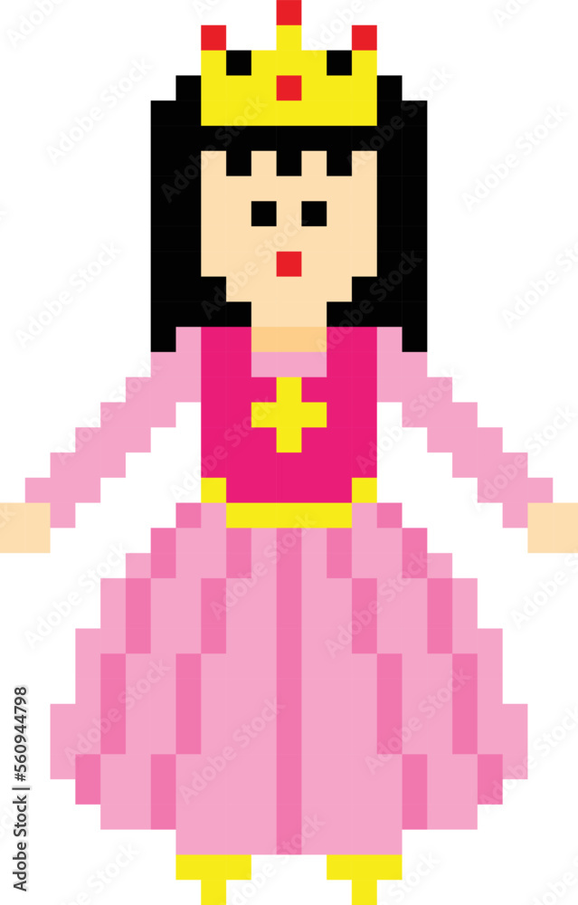 Obraz premium Princess pixel art vector image