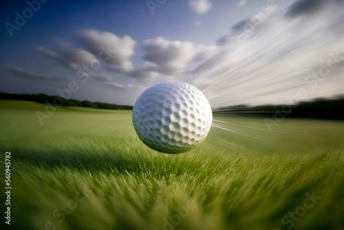 Nahaufnahme von einem Golfball im Gras auf dem Golfplatz - Ai generiert