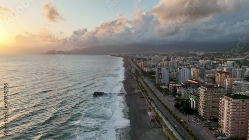 View of the city of Alanya aerial view 4 K photo