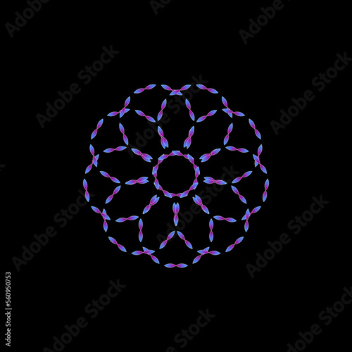 Violet flower vector design in black background.