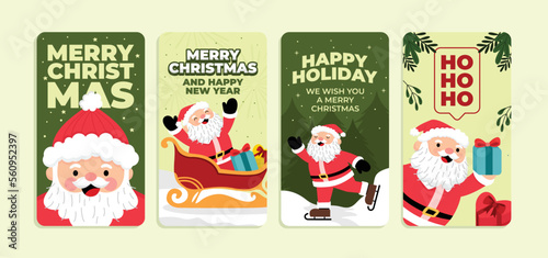 Hand drawn christmas santa claus instagram stories collection