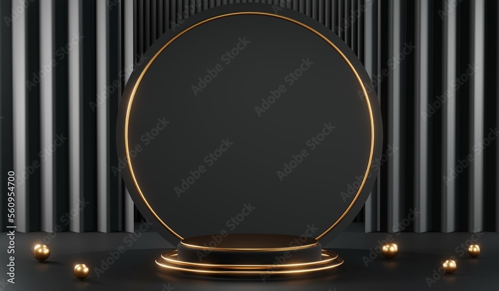 3D rendering of black podium background for black friday product on podium 3D rendering of black podium background for black friday product on podium