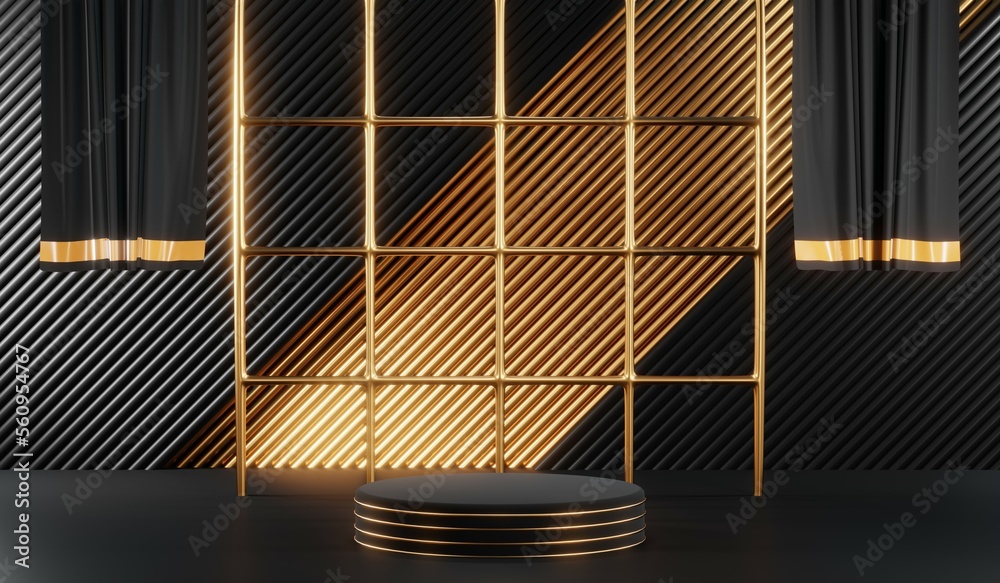 3D rendering of black podium background for black friday product on podium 3D rendering of black podium background for black friday product on podium