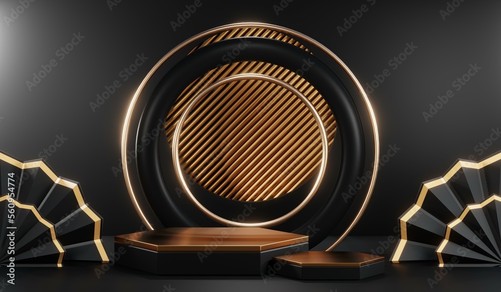 3D rendering of black podium background for black friday product on podium 3D rendering of black podium background for black friday product on podium