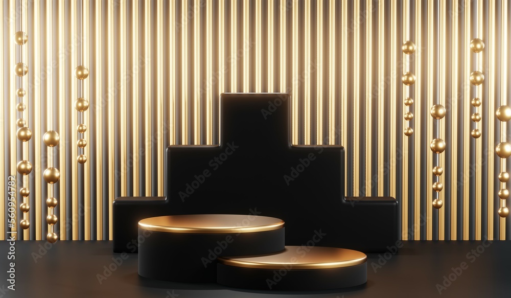 3D rendering of black podium background for black friday product on podium 3D rendering of black podium background for black friday product on podium