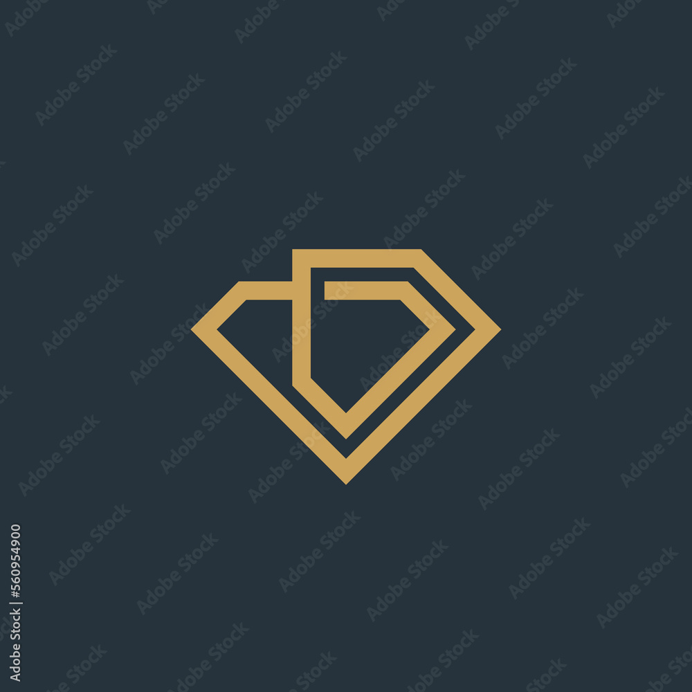 D diamond logo vector icon line illustration