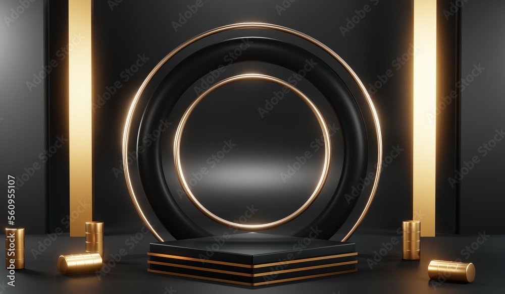 3D rendering of black podium background for black friday product on podium 3D rendering of black podium background for black friday product on podium