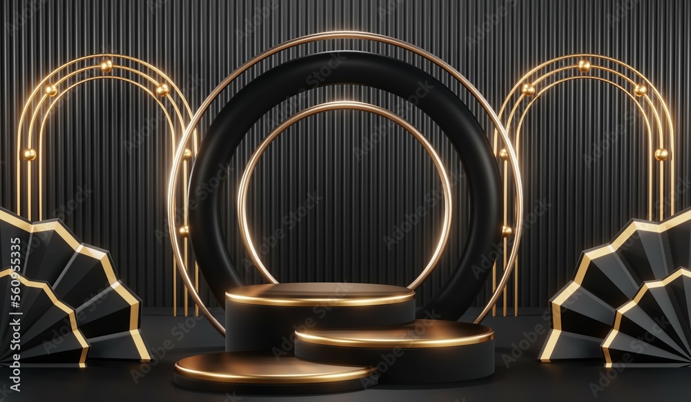 3D rendering of black podium background for black friday product on podium 3D rendering of black podium background for black friday product on podium