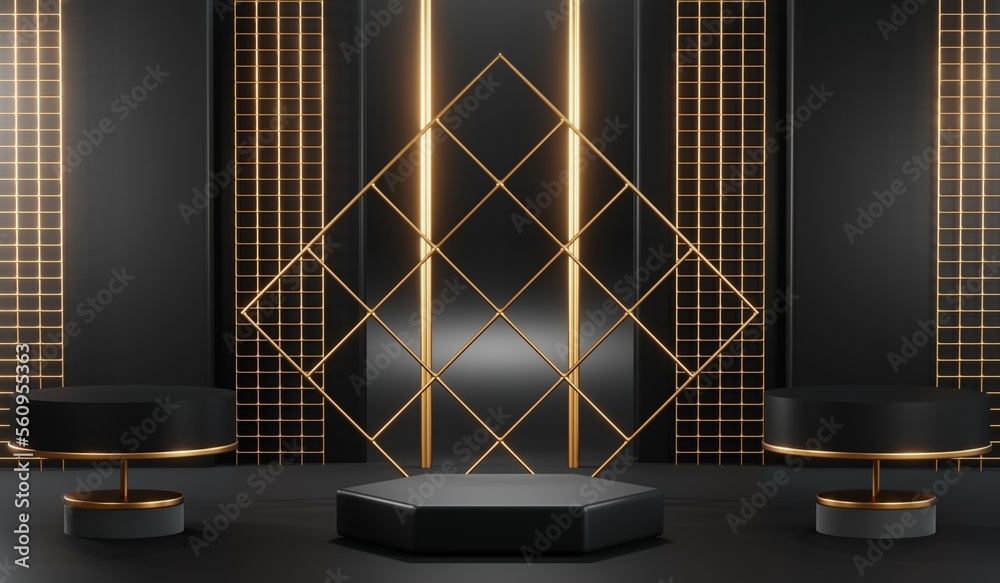 3D rendering of black podium background for black friday product on podium 3D rendering of black podium background for black friday product on podium