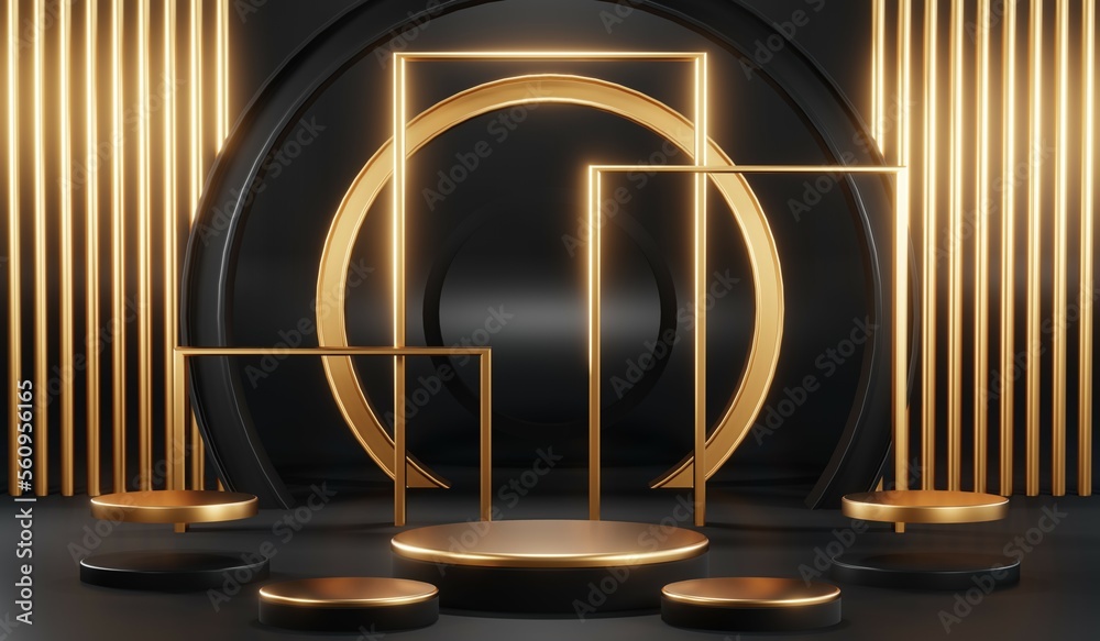 3D rendering of black podium background for black friday product on podium 3D rendering of black podium background for black friday product on podium