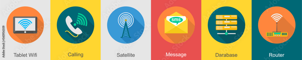 A set of 6 communication icons as 