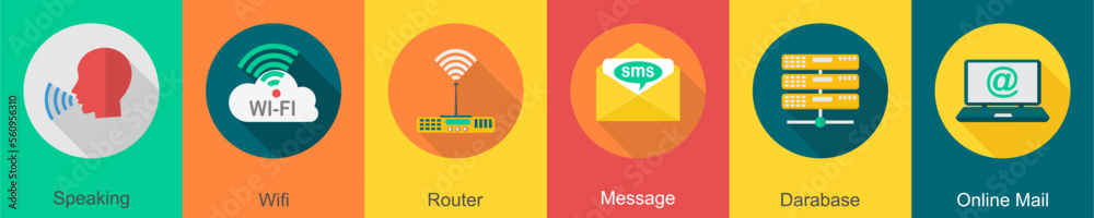 A set of 6 communication icons as A set of 6 communication icons as