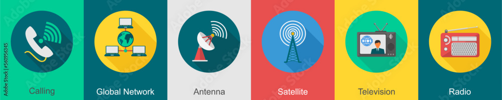 A set of 6 communication icons as A set of 6 communication icons as