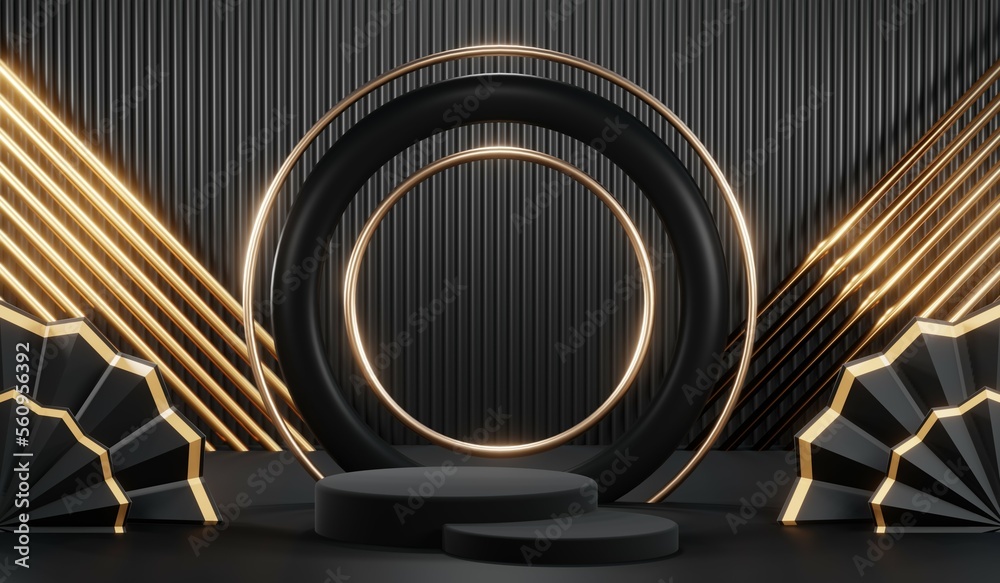 3D rendering of black podium background for black friday product on podium 3D rendering of black podium background for black friday product on podium