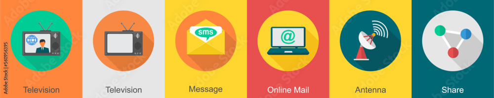 A set of 6 communication icons as A set of 6 communication icons as