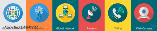 A set of 6 communication icons as 