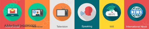 A set of 6 communication icons as 