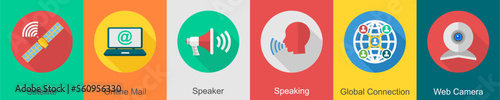 A set of 6 communication icons as 