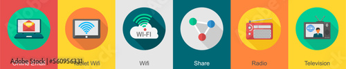 A set of 6 communication icons as 