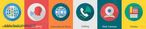 A set of 6 communication icons as 