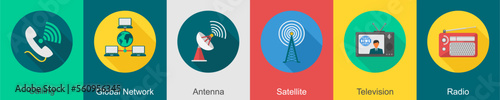 A set of 6 communication icons as 