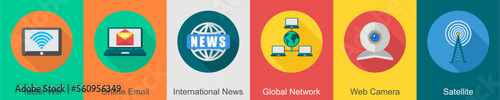 A set of 6 communication icons as 