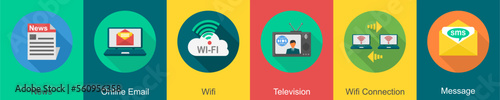 A set of 6 communication icons as 
