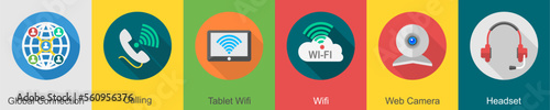 A set of 6 communication icons as 