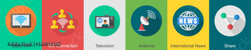 A set of 6 communication icons as 