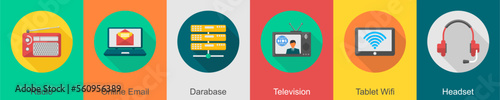 A set of 6 communication icons as 
