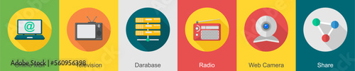 A set of 6 communication icons as 