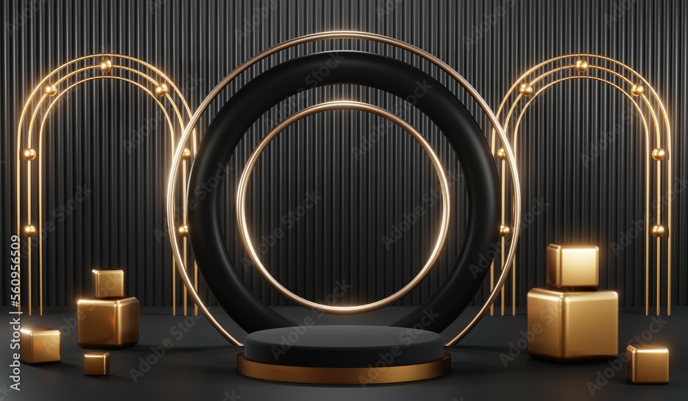 3D rendering of black podium background for black friday product on podium 3D rendering of black podium background for black friday product on podium