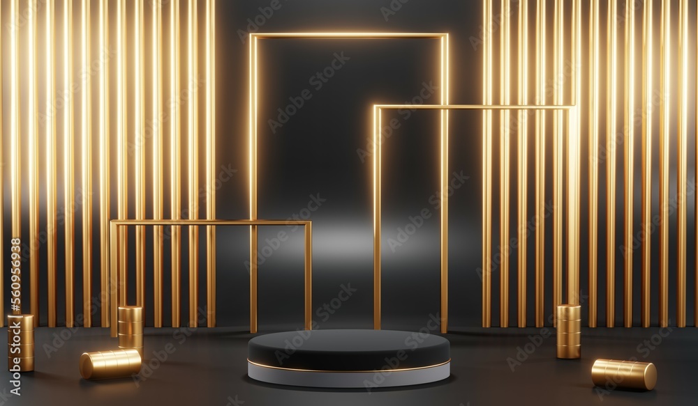 3D rendering of black podium background for black friday product on podium 3D rendering of black podium background for black friday product on podium