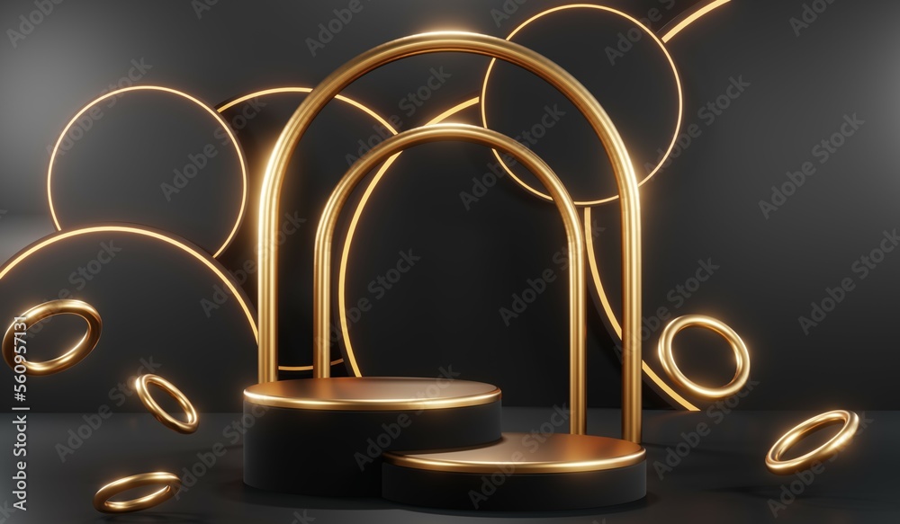 3D rendering of black podium background for black friday product on podium 3D rendering of black podium background for black friday product on podium