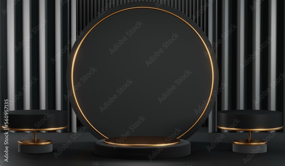 3D rendering of black podium background for black friday product on podium 3D rendering of black podium background for black friday product on podium