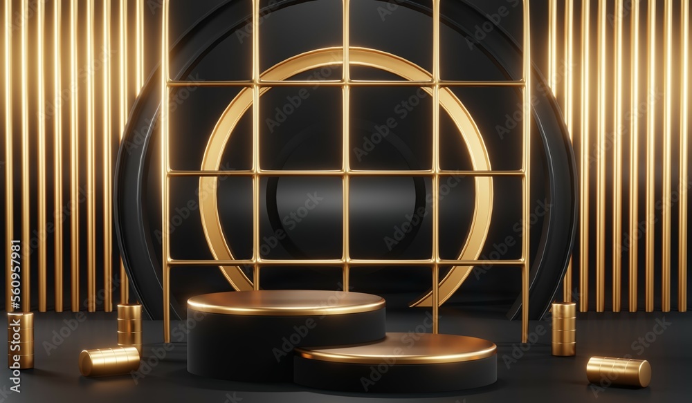 3D rendering of black podium background for black friday product on podium 3D rendering of black podium background for black friday product on podium