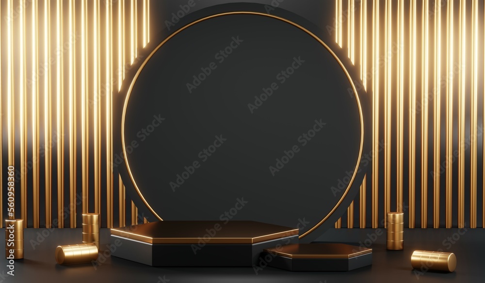 3D rendering of black podium background for black friday product on podium 3D rendering of black podium background for black friday product on podium