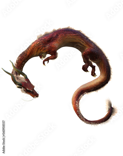 chinese red dragon 3d render