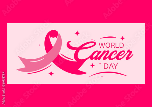 Pink color of World Cancer day banner design
