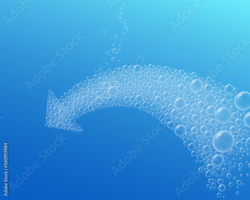 Vector foam bubble arrow type 2 on the blue background.
Vector realistic file.