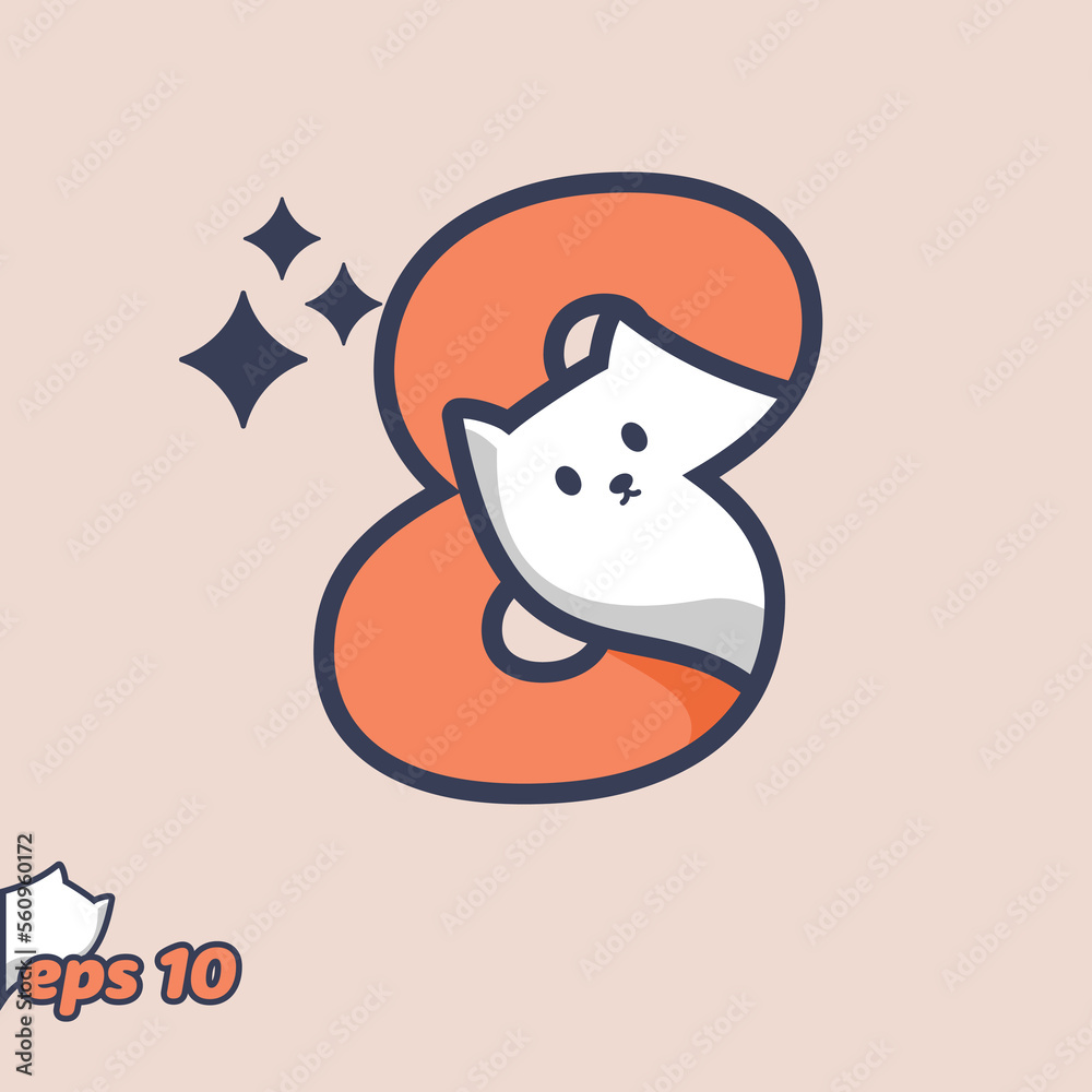 Fototapeta premium Peeking Cat Numeric 8