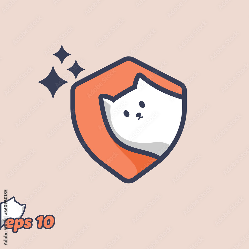 Peeking Cat Protect Shield Icon Peeking Cat Protect Shield Icon