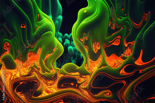 Acid waves background, Generative AI © BlueBlissByKatia