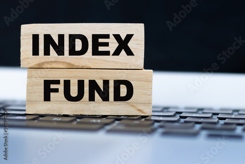 index fund word on wooden cube