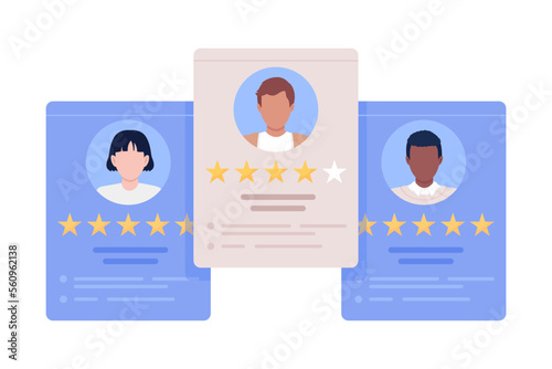 Evaluating candidate to hire semi flat color vector elements. Employment application. Editable items. Full sized object on white. Simple cartoon style illustration for web graphic design and animation