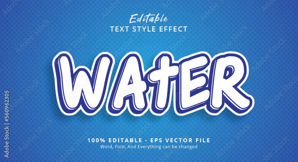 Editable text effect, Blue Water text on headline poster style effect