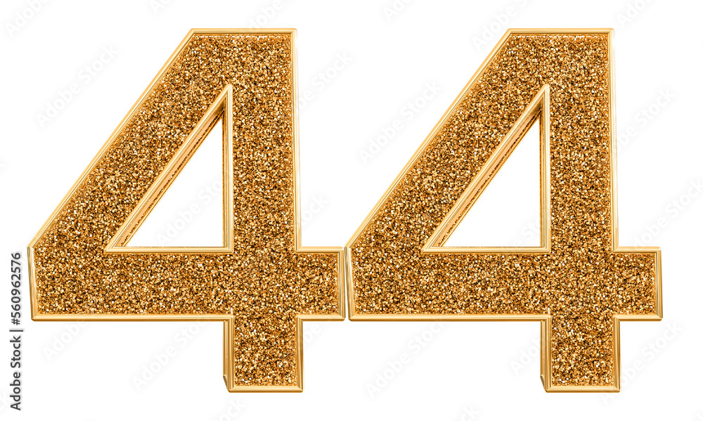 Obraz premium 3d gold modern number 44 with generative AI