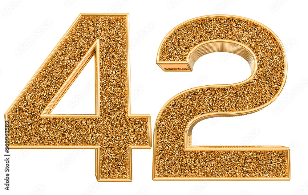 3d gold modern number 42 with generative AI 3d gold modern number 42 with generative AI